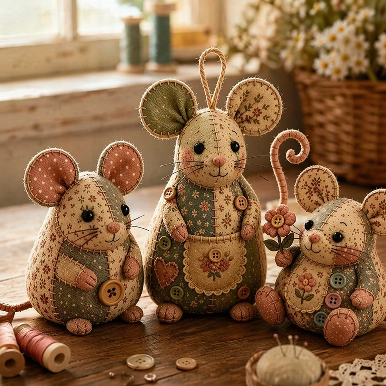 3Pcs Patchwork Mouse DIY Kit Handmade Sewing Craft Kit DIY Patchwork Animal Kit for Hobby Sewing Quilting Art Crafting Gift