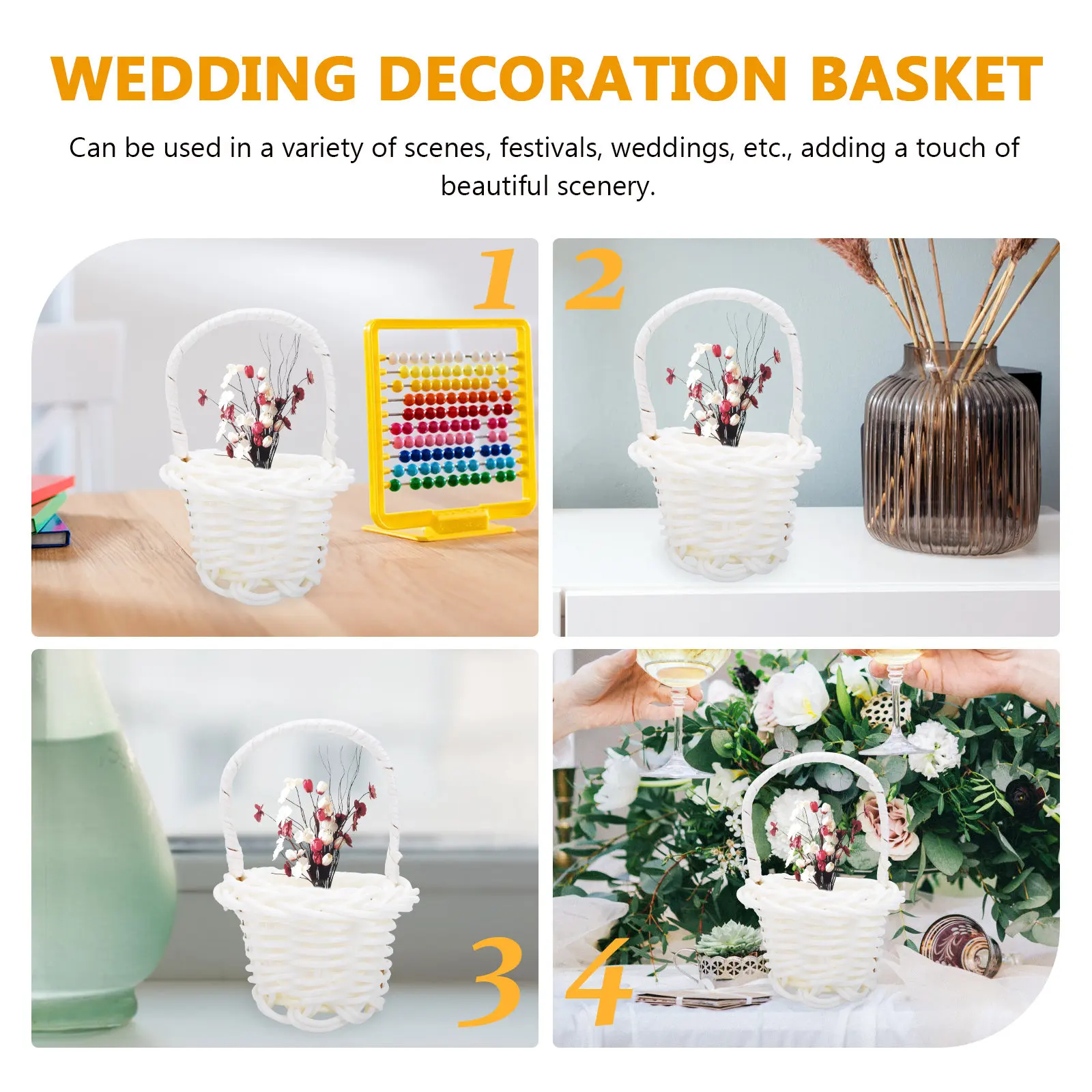20Pcs Mini Woven Flower Basket Multi-Functional Plastic Portable Rustic Style Wedding Decoration Mini Flower Basket