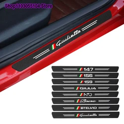 4pcs Carbon Fiber Car Threshold sticker For Alfa Romeo Giulietta Mito Giulia Stelvio Brera 147 156 159