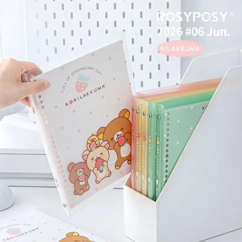 Rosyposy Rilakkuma Strawberry Loose Leaf Notebook Soft Cover Detachable B5 Lined Journal For Office School Note Taking Adults