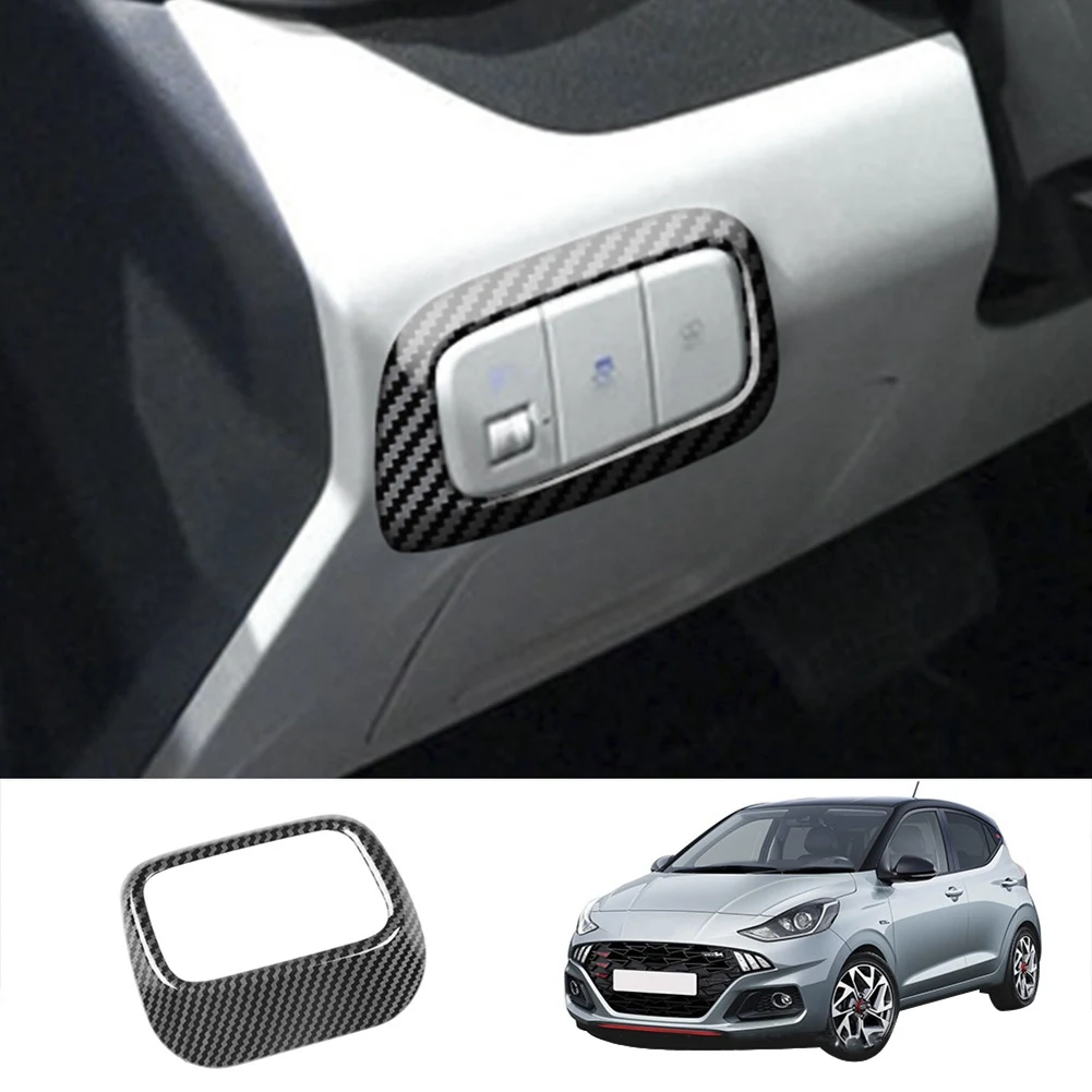 Car Interior Carbon Fiber Headlight Adjustment Switch Decoration Cover Trim for Hyundai I10 2021 2022