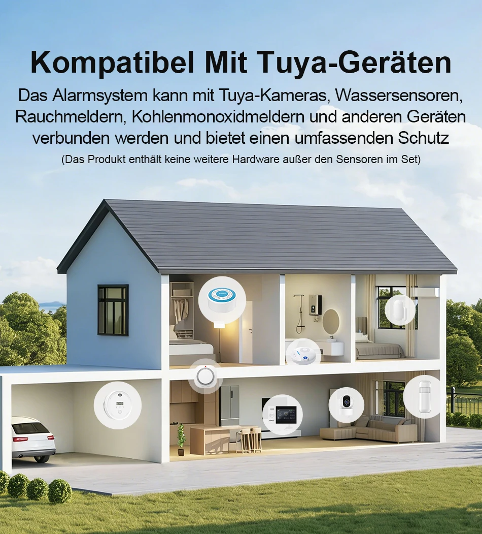 PGST Alarmanlage Einbruchschutz WiFi 2G GSM Works with Tuya Smart Life kabelloses Sicherheits Set für Zuhause Gewerbe Tür Fenster Sensoren Fernüberwachung per Smartphone – Detail 15