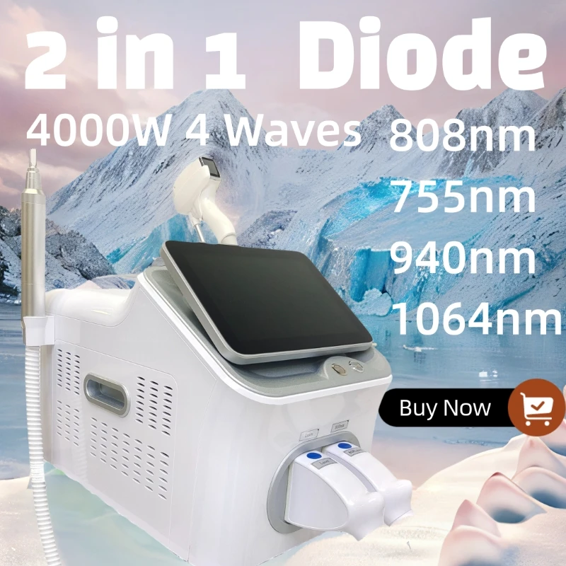 2026 2 in 1 Painless5000W Soprano Titanium Ice Platinum Diode 755 808 1064nm 4 Wavelength Laser Machine