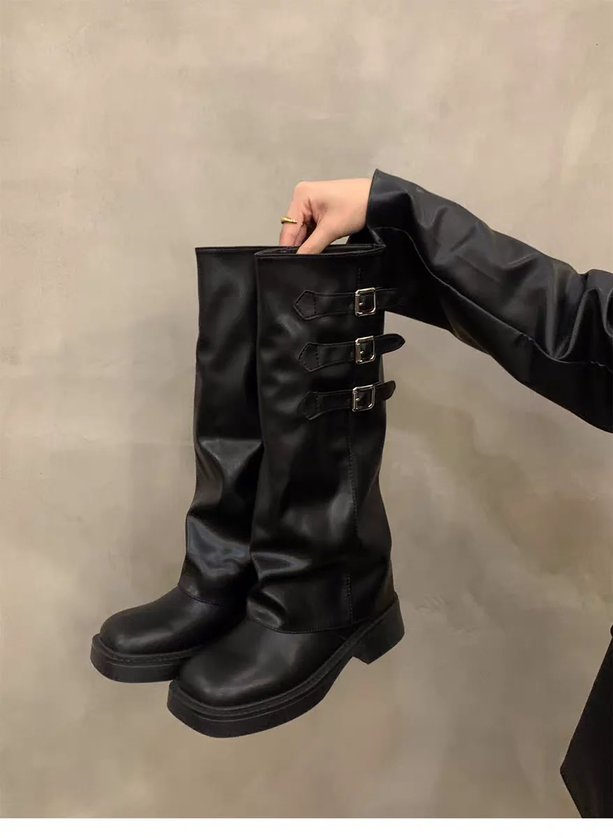 2025 Retro Style Knee High Boots Women Fashion Ladies Slip on Knight Long Boots Autumn Winter Women's Footwear Heels Women Boots view 6