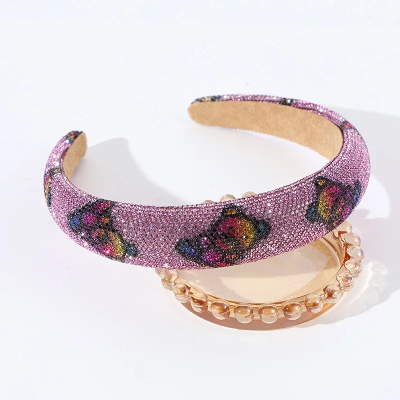 الأزياء الأوروبية والأمريكية الرجعية الدب كامل الماس الإسفنج عقال الشعر التبعي للنساء