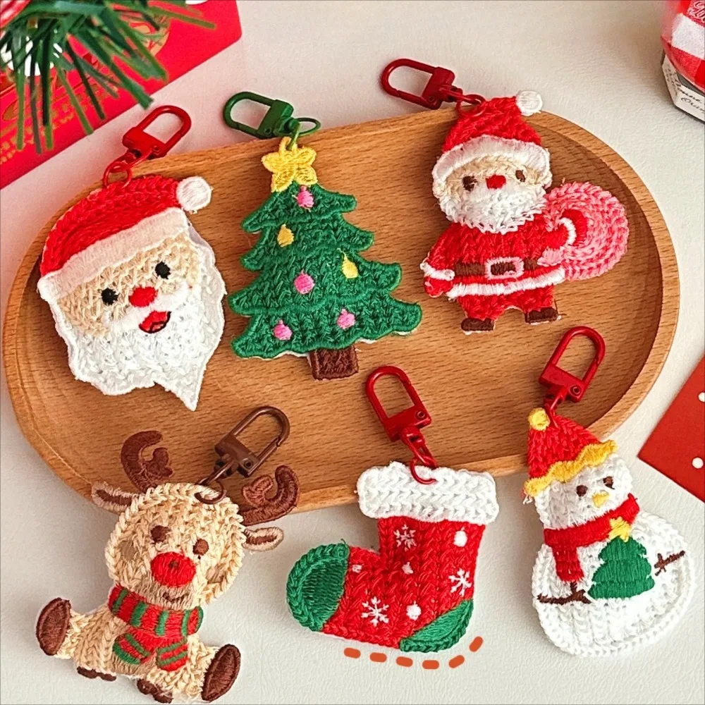 نسج عيد الميلاد المفاتيح قلادة شجرة عيد الميلاد ثلج الكرتون سانتا كلوز سلاسل المفاتيح عيد الميلاد ألعاب من نسيج مخملي معلقة الملحقات #2