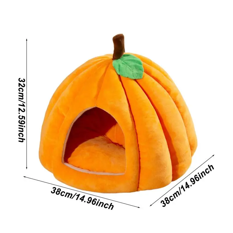 Halloween Pumpkin Cat Nest Autumn And Winter Warm Cat House Closed Cat Kennel Pets Halloween Pets Cave House Cave Bed supply