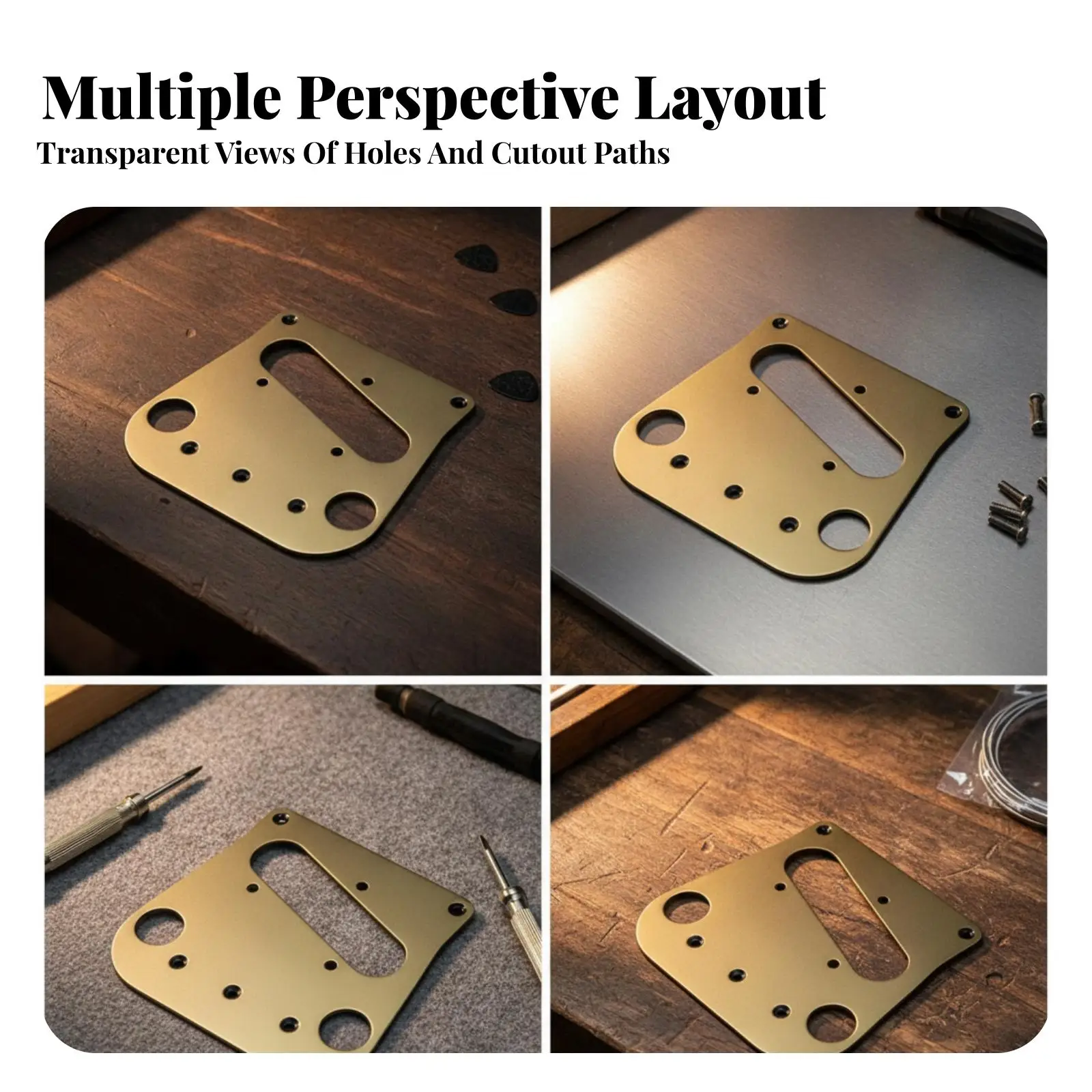 Bronze-Toned Guitar Bridge Base Plate | Pre-Drilled Mounting Holes, Iron base plate