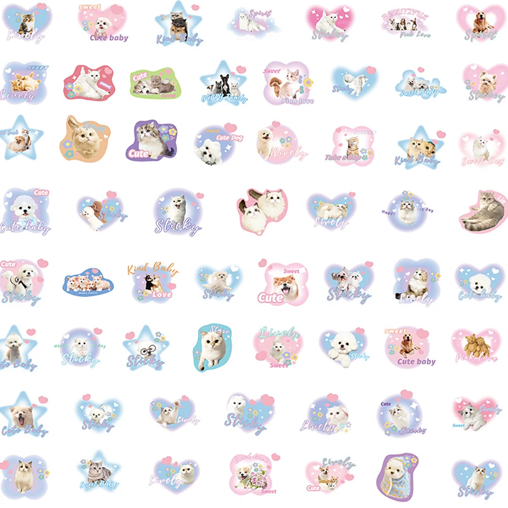 10/30/60/120PCS Kawaii Cartoon Animals Cute Pet Dog Cat Stickers Notebook Fridge Laptop Bike PVC Waterproof Kids Sticker DIY Toy