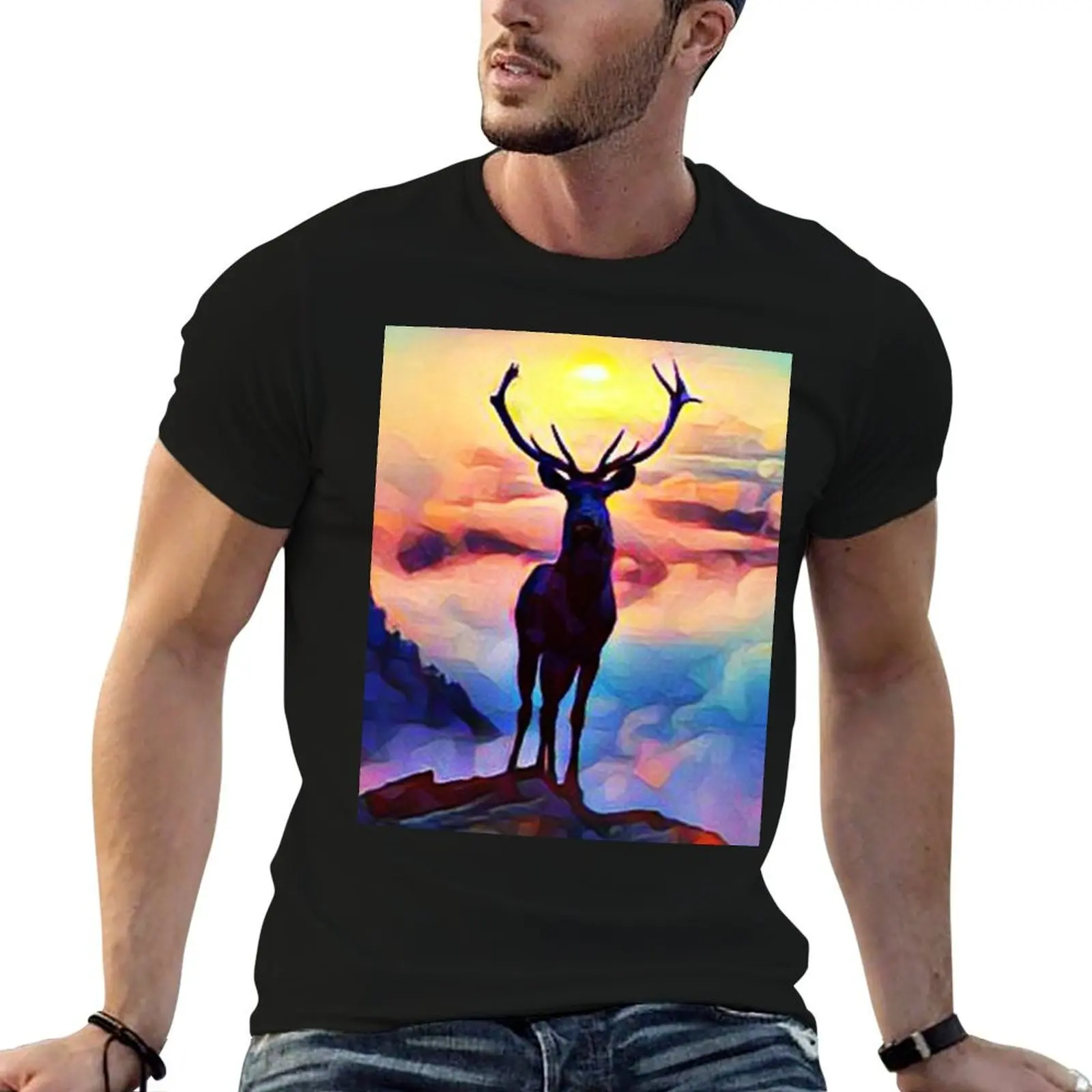 

Magical Deer Abstract Painting Art Design T-Shirt t shirt man cotton cotton tshirt 100% man t shirt heavy cotton T-shirt