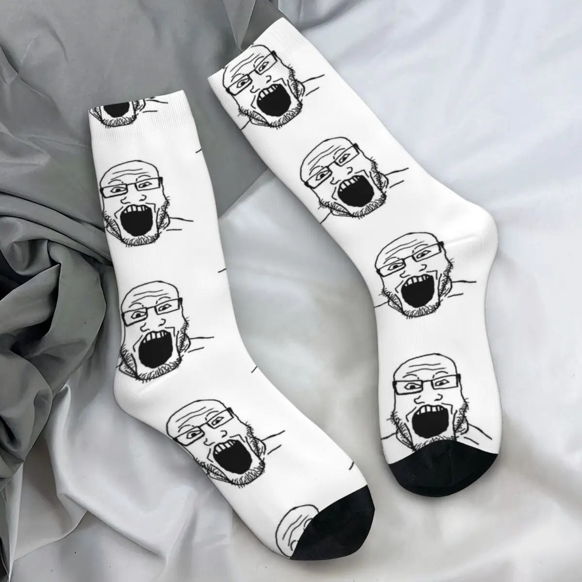 Uśmiechnięte Wholesome Wojak Soyjak Stockings Funny Meme Graphic Eleganckie skarpetki Wiosna Skarpety antypoślizgowe Mężczyźni Wspinaczka Średnie miękkie skarpetki