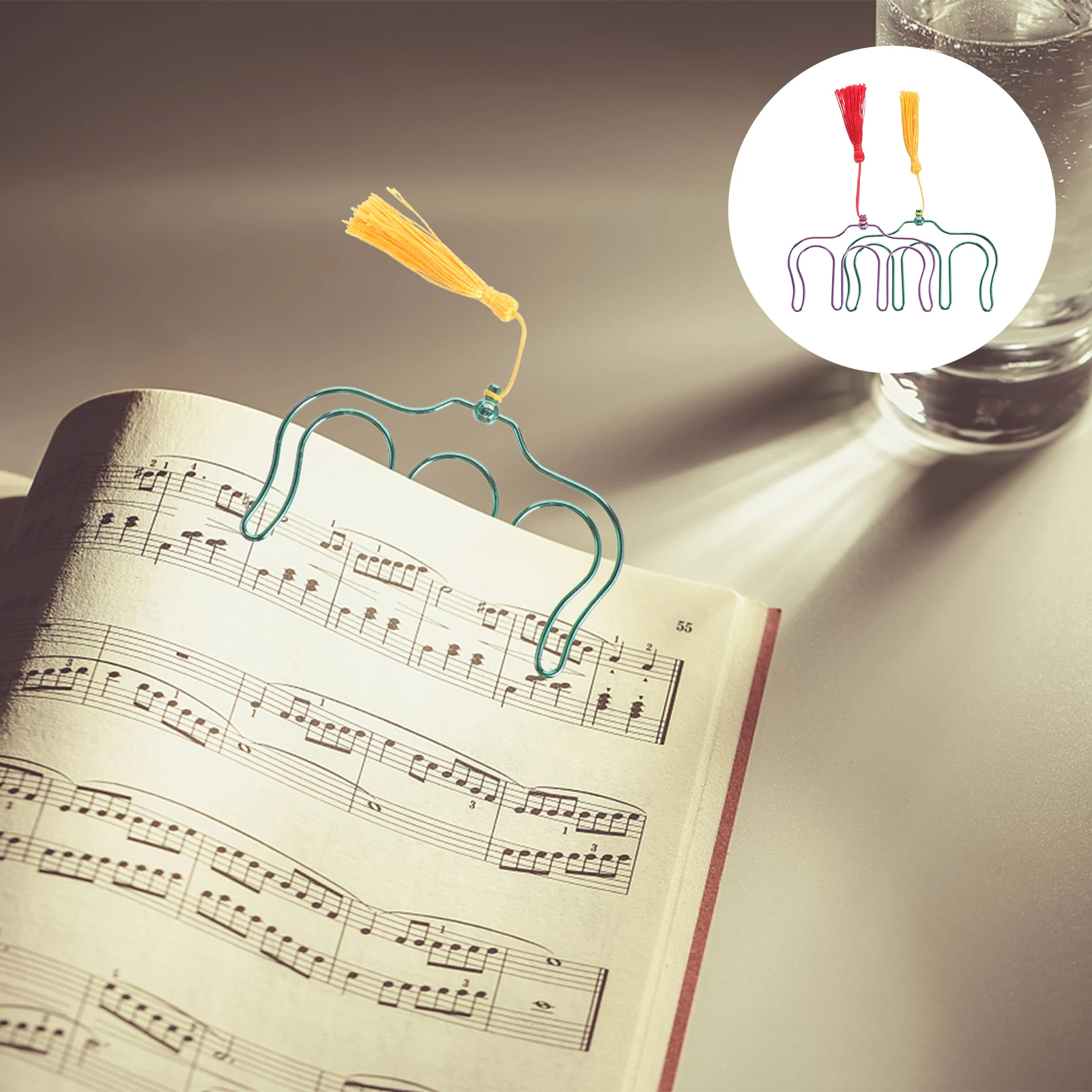 

2Pcs Music Book Clip Metal Page Holder Stainless Steel Durable Sheet Music Clip Book Clamp for Hands-Free Use Page Holder