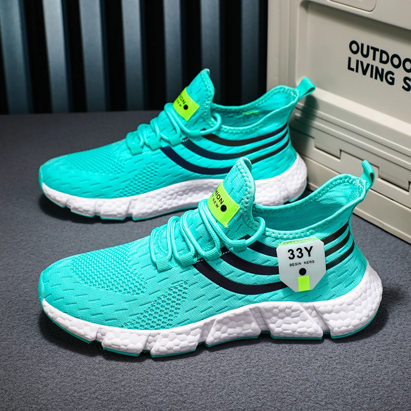 Fashion Sneakers Men Women Shoes High Quality Sole Fly Weave Breathable Running Jogging Tennis Shoes Comfortable Casual Walking