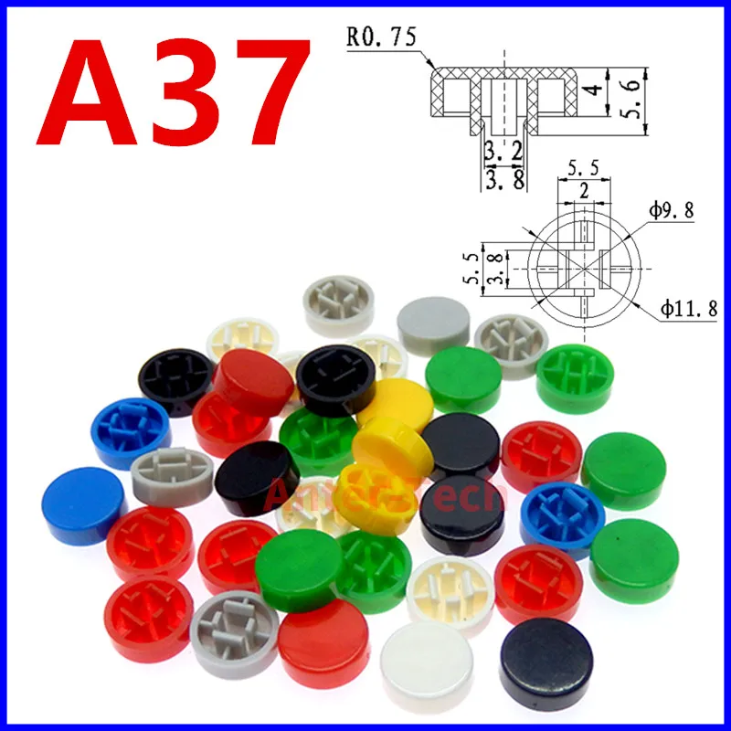 50PCS A37 for 12*12*7.3mm switch Plastic light touch switch button cover, button cover size 5.6*11.8mm