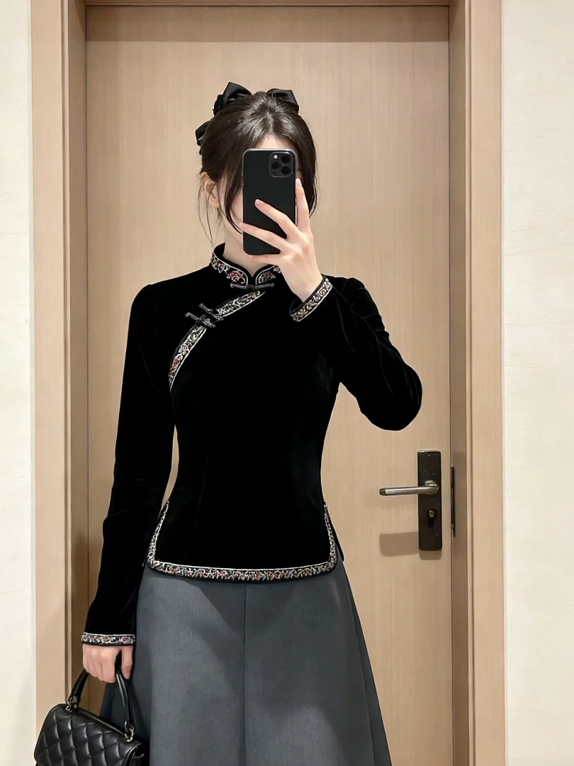 

Sli Bla ort Winter irt Новая китайская Sle Ele Роскошная женская модная одежда с высокой талией и воротником для поездок на работу