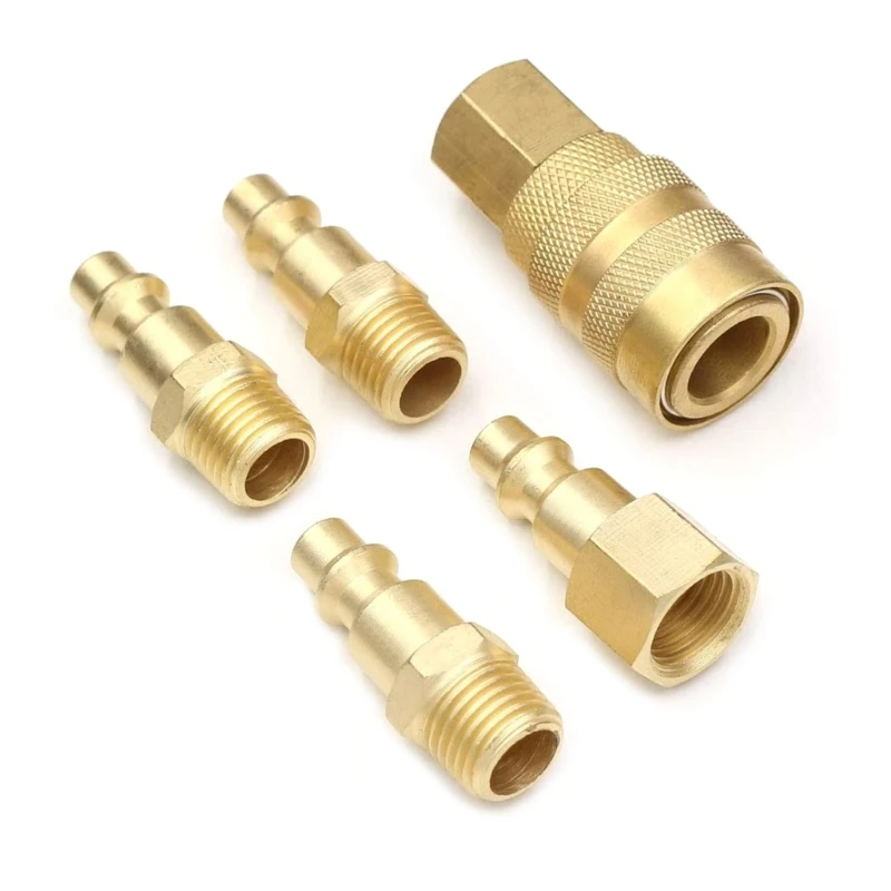 5pcs/set Air Fitting Air Coupler and Plug Kits Solid Brass Quick Connector Set Drosphip