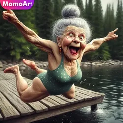 Momoart Full Diamond Painting Old Woman Portrait Full Square Round Embroidery Cartoon Mosaic Decor For Home