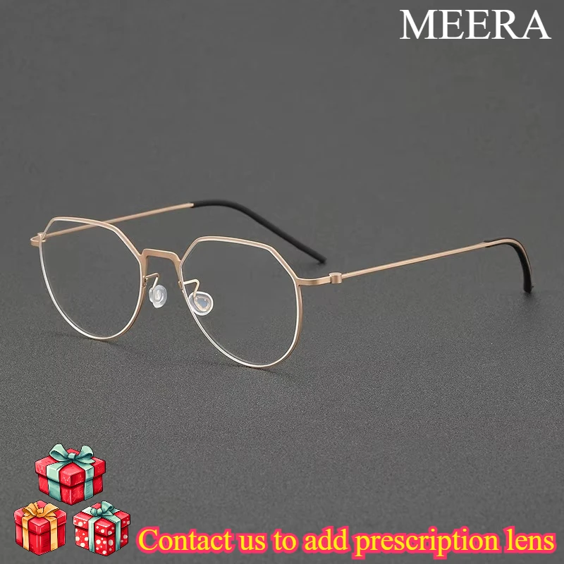 

Pure Titanium Glasses Frame Men Women Vintage Round Eyeglasses Frames Retro GM Eyewear Screwless Ultralight Male Spectacles