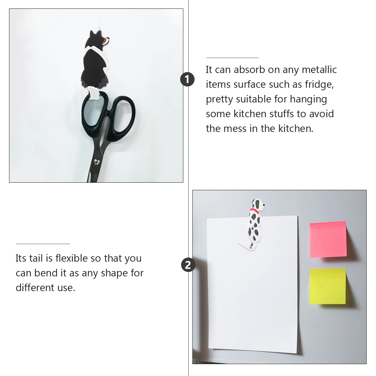 

2pcs Magnetic Hook Flexible Cartoon Animal Fridge Sticker Decorative Soft Pet Magnets Home Office Refrigerator Use Easy Apply