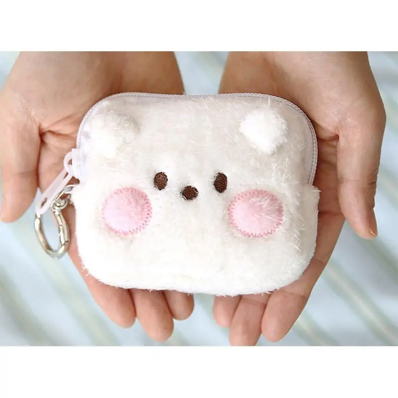 BT21 Cosmetic Bag Mini Portable Headphone Bag Bag Kawaii Cartoon Coin Purse Keychain Girls Plush Storage Bag Birthday Gift