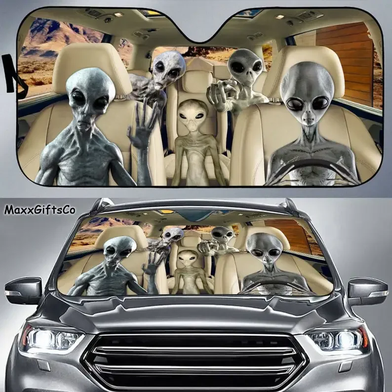 Alien 2 Car Sun Shade, Alien 2 Windshield, Alien 2 Family Sunshade, Car Accessories, Car Decoration, Gift For Dad, Mom