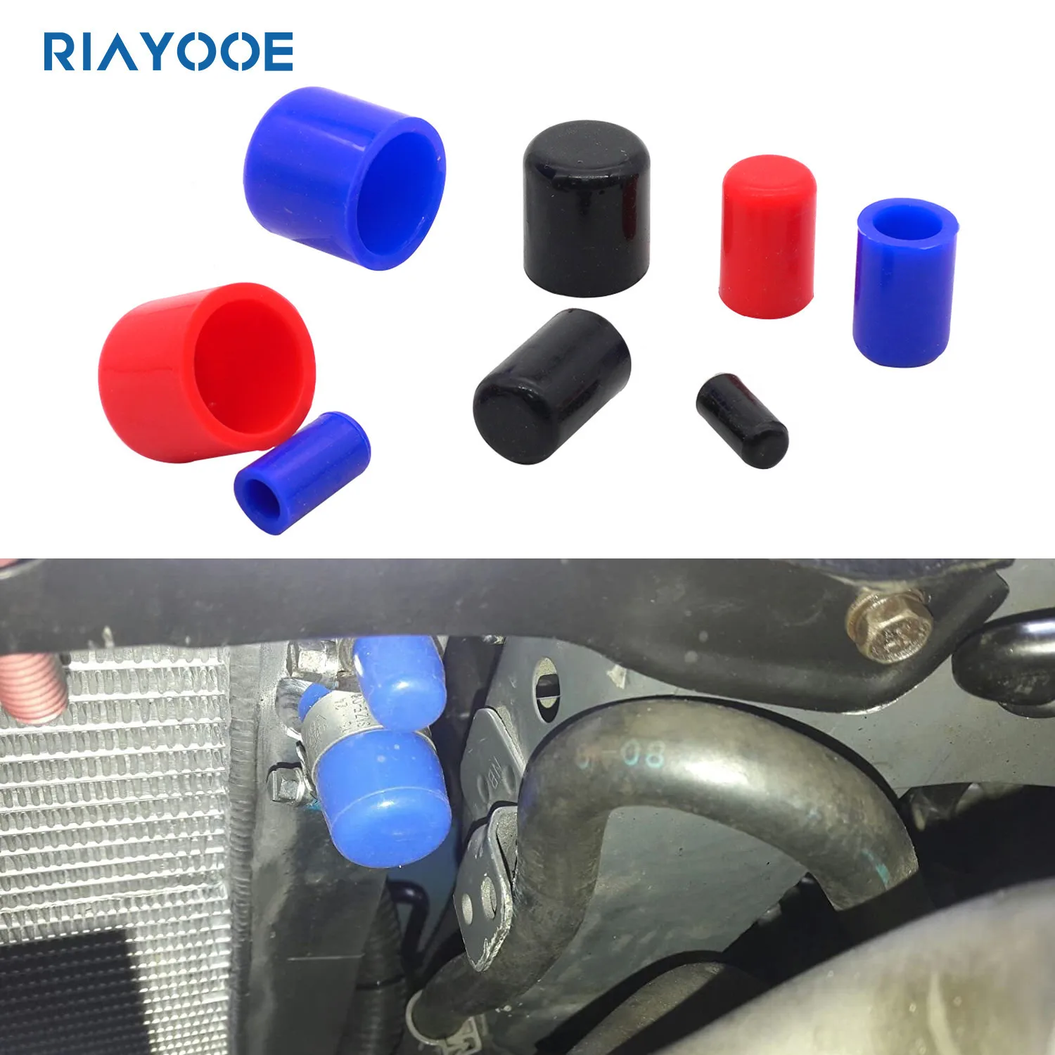 Silicone Tube Coolant Cap Vacuum Hose Clamp Air Intake End Plug Blue For Turbo Car Universal Coolant Heater Water Port 5Pcs