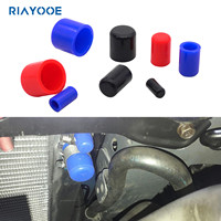 Silicone Tube Coolant Cap Air Intake Vacuum Hose Clamp End Plug Black For Car Turbo Universal Water Port Coolant Heater 5Pcs/Set