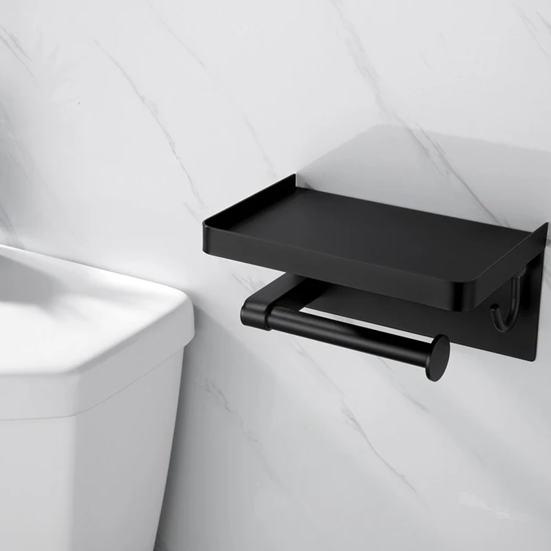 

MOPHE-держатель для туалетной бумаги с полкой для телефона, настенная полка из нержавеющей стали, нержавеющий держатель для рулона ванной комнаты
