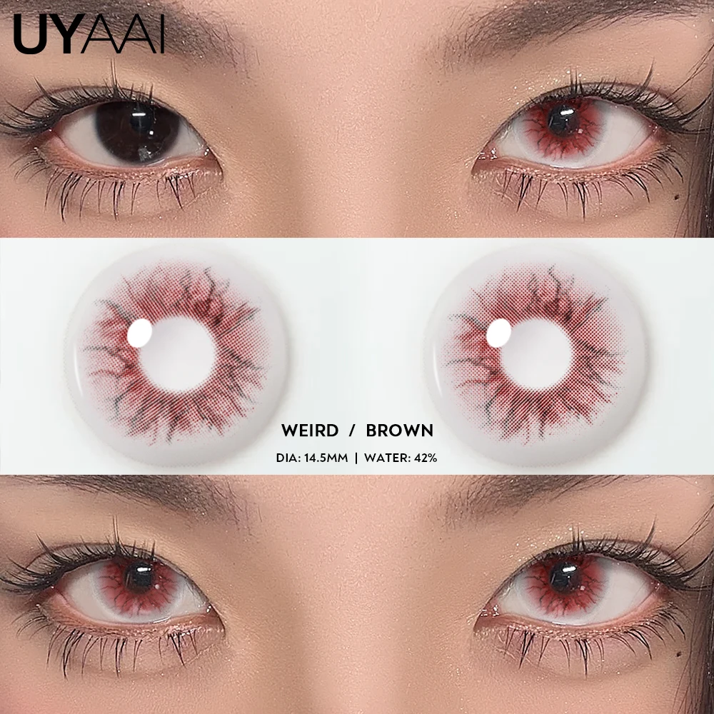 UYAAI 1 Pair Cat Eyes Crazy Lenses Vampire Lenses for Halloween Cosplay Eye Contacts White Lenses Anime Black Colored Lenses