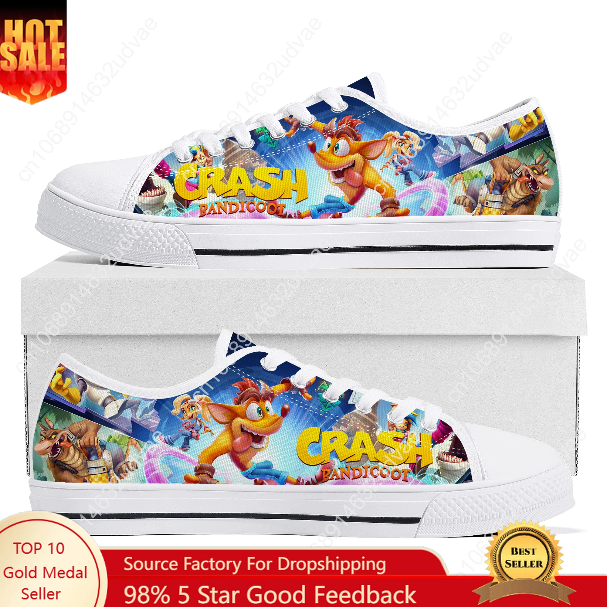 

Crash Bandicoot Sneakers Low Top Shoes Men Women Teenager Canvas High Quality Sneaker Custom Made Shoes Customize Shoe White