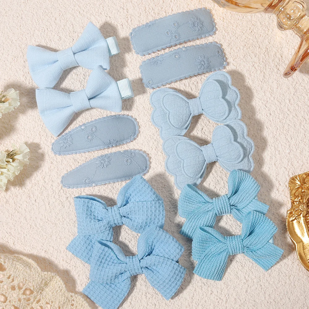 

12Pcs/Set Cute Girl Bow Hair Clip Baby Girls Hair Clips Floral Embroidery Bow Hairpins No Slip BarrettesToddler Hair Accessories