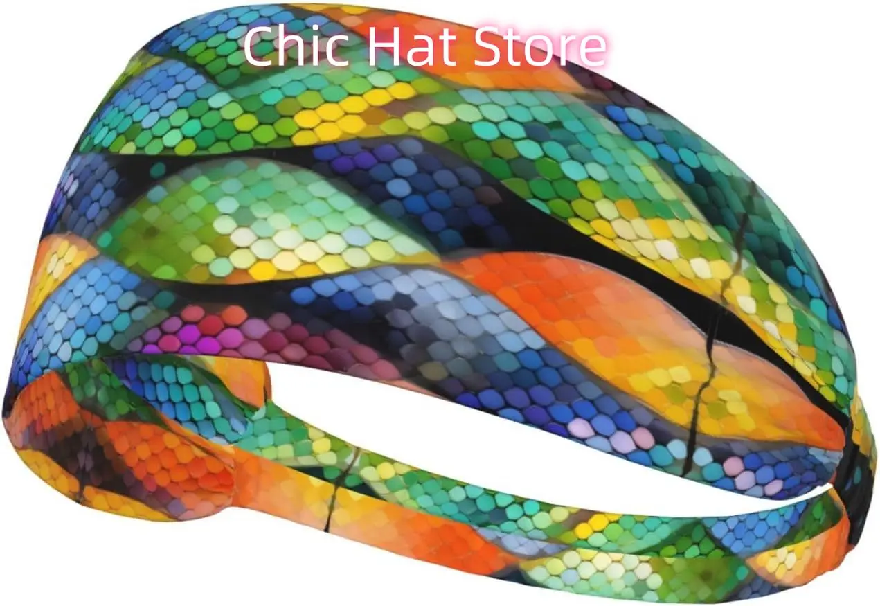 

Эластичная повязка на голову для упражнений, эластичная повязка на голову для занятий спортом на открытом воздухе, фитнес, йога, бег, езда на велосипеде с радужной рыбьей чешуей