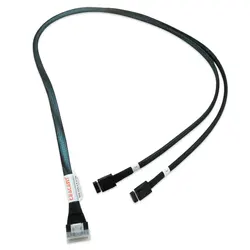 80CM SlimSAS NVMe Cable SFF-8654(x8) to 2x Oculink SFF-8611 12G/6G/NVMe, Compatible SlimSAS 8I RAID/HBA Card and NVMe Adapter