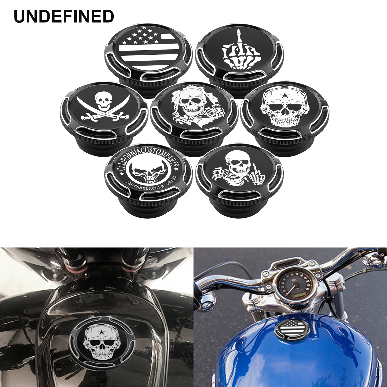 Motorcycle Skull Fuel Tank Cap Cover For Harley Touring Road King Street Electra Glide Softail Fat Boy Dyna Low Rider 1996-2023