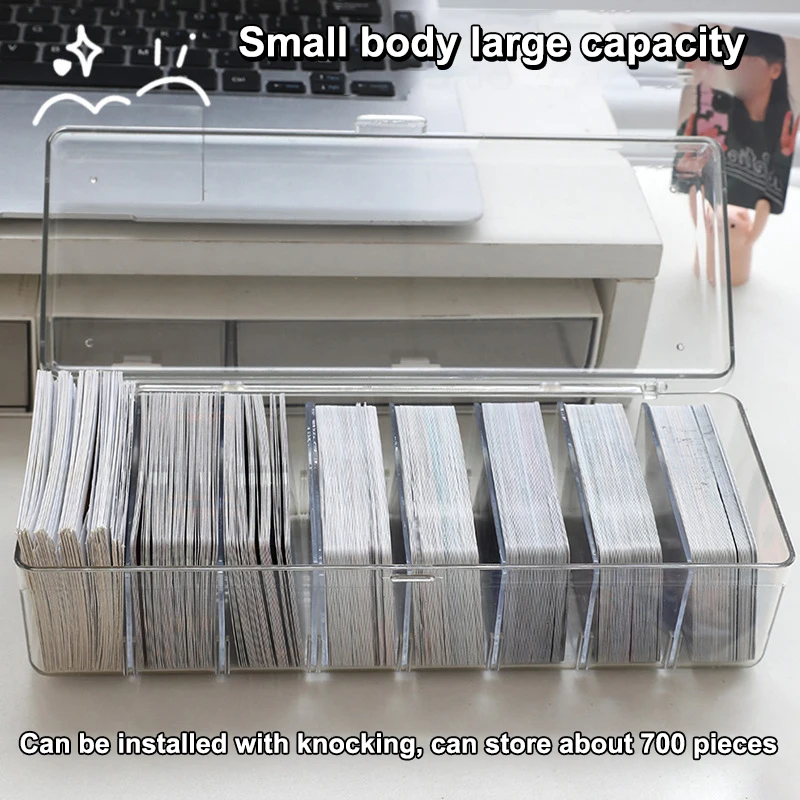 

1PC Transparent Desktop Sundries Organizer Clear Card StorageBox Idol Photocard Data Cable Display Case Card Classification Case