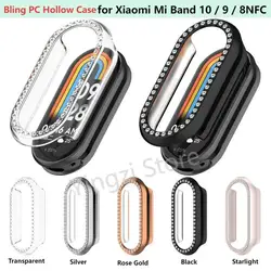 Bling Case for Xiaomi Mi Band 10 9 8 NFC Set With Diamond PC Hard for Xiaomi Smart 10/10NFC/ 9/9NFC /8NC Protective Cover Casing