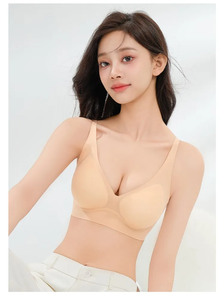 MOYISU Japanese 3D Sexy Bra Non-Slip Jelly Strap, Invisible Thin Line Bralette for Small Chest Summer No Slip Cover A B C D Cups
