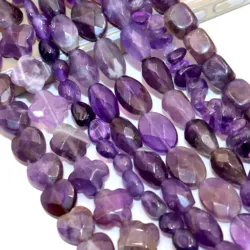 Natural Faceted Amethysts Purple Quartz Stone Round Rondelle Square Irregular Spacer Beads For Jewelry Making Diy Bracelet