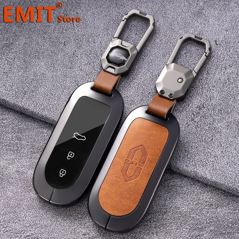 

Zinc Alloy Leather Car Key Case for HUAWEI AITO M5 M7 Remote Protection Cover Bag Shell Keychain Holder Fob Auto Accessories