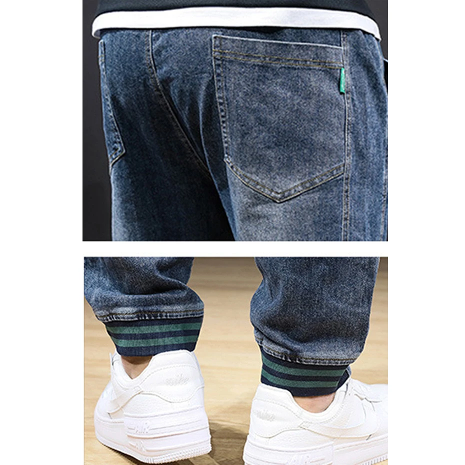 8XL Plus Size Jeans Men Baggy Denim Pants Fashion Casual Embroidery Design Stretch Waist Jeans Big Size 8XL
