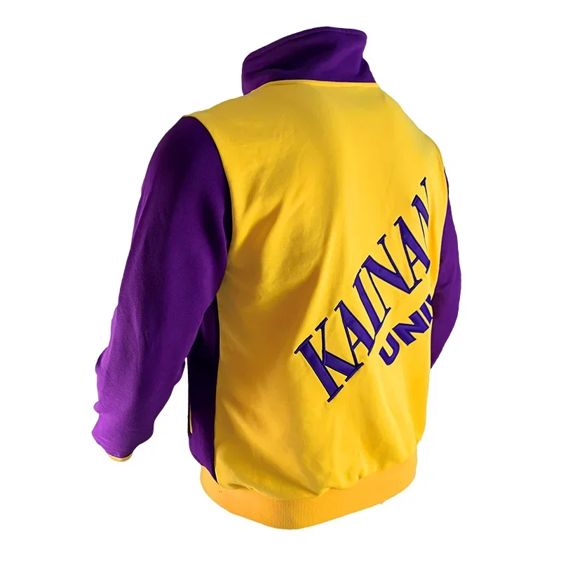 Slamdunk Kainan High School No.4 Shinichi Maki Purple Yellow Basketball Team Zipper Coat Casual Embroidery Sport Jacket