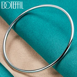 DOTEFFIL 925 Sterling Silver 3mm Solid Smooth Bangle Fashion Simple Bracelet For Woman Man Wedding Engagement Jewelry