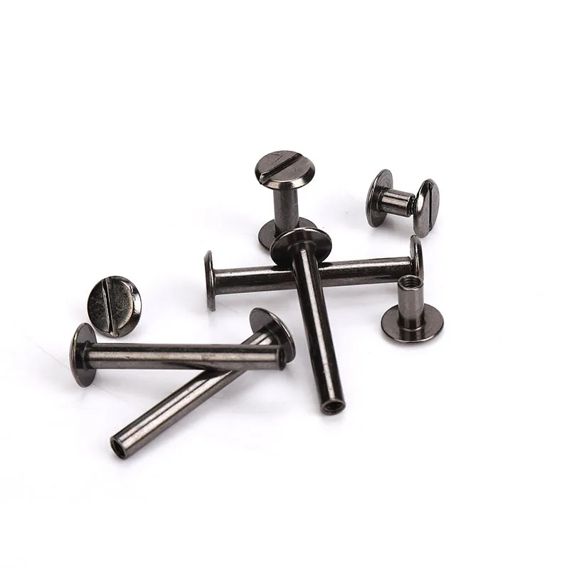 10pcs Metal Gun Black Binding Chicago Screws Nails Long Studs Rivets Leather Craft Hardware Accessories Rod Length 3~50mm