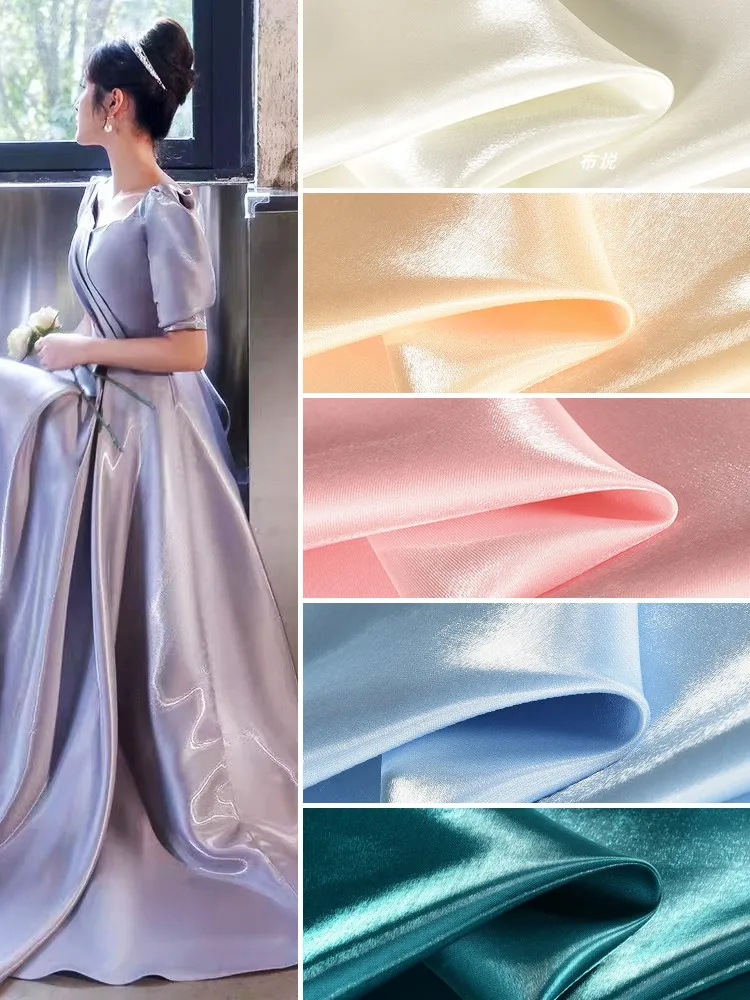 Kristal sıvı saten yansıtıcı kumaş mavi metre tarafından düğün elbisesi takım elbise etekler dikiş düz GlitterTextile gevrek