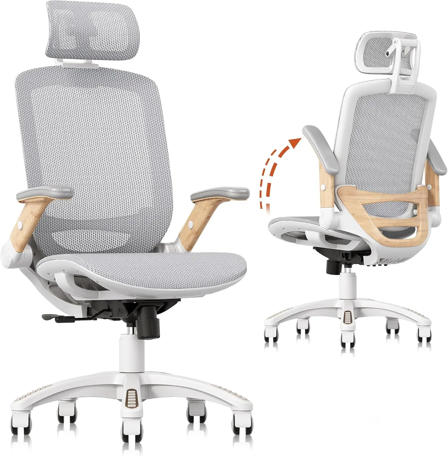 Ergonomic Office Chair High Back Home Desk Chair with Flip Up Arms Headrest Tilt and Wide Cushion 400LBS White