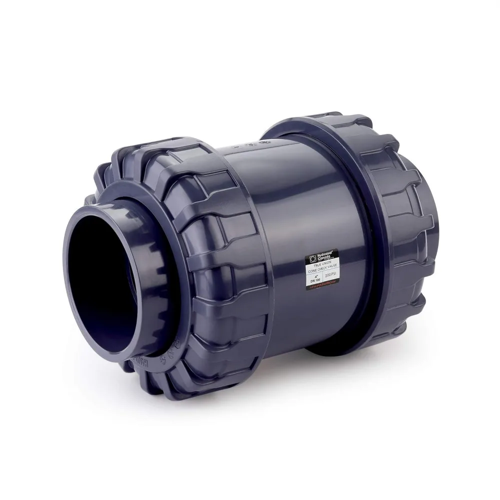 

4’’ PVC True Union Ball Check Valve with Full Port, ASTM F1970, with EPDM Seals, Corrosion-Free, Service Free, Rated at 200 PSI