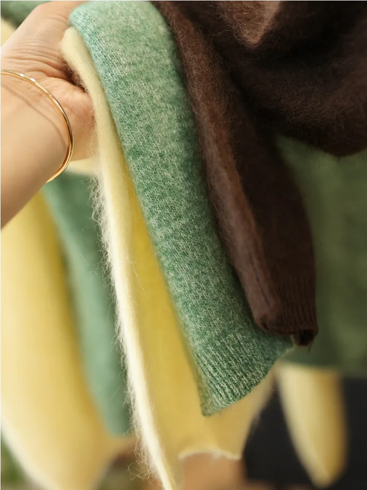 Suéter de cachemira de lana polar para mujer cárdigan Otoño Invierno cuello redondo sin costuras de un solo pecho prendas de punto suaves