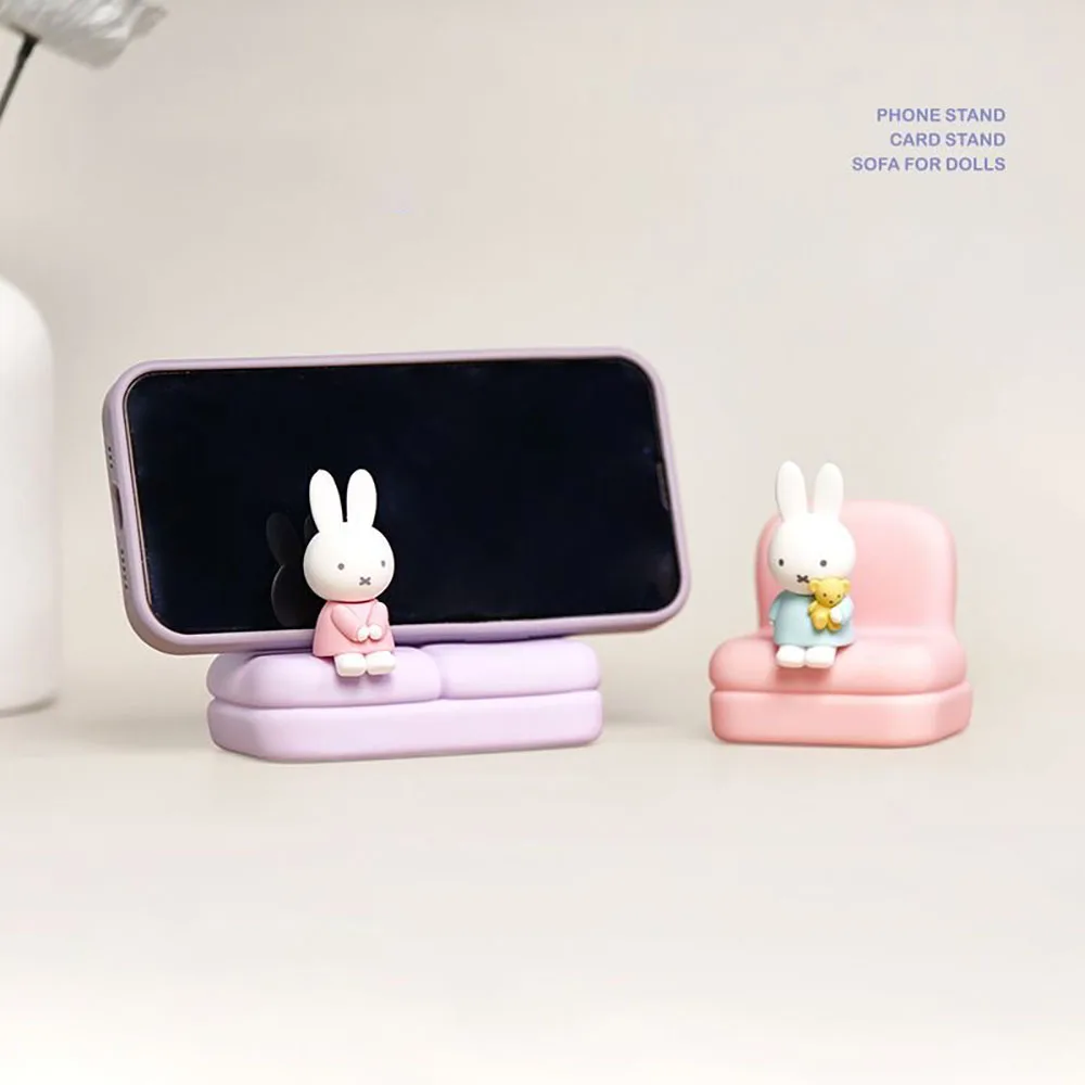 Caja ciega Original Kawaii Miffy, adorno de escritorio, sofá de conejo de dibujos animados, Idea creativa, soporte para teléfono móvil, regalo de Festival para niña