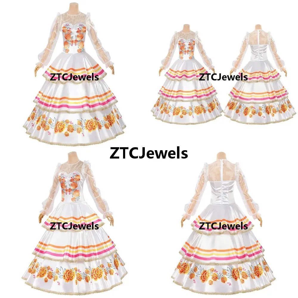 

Vintage Printed Day of the Dead Princess Costume Long Dress Halloween Carnival Cosplay Outfit