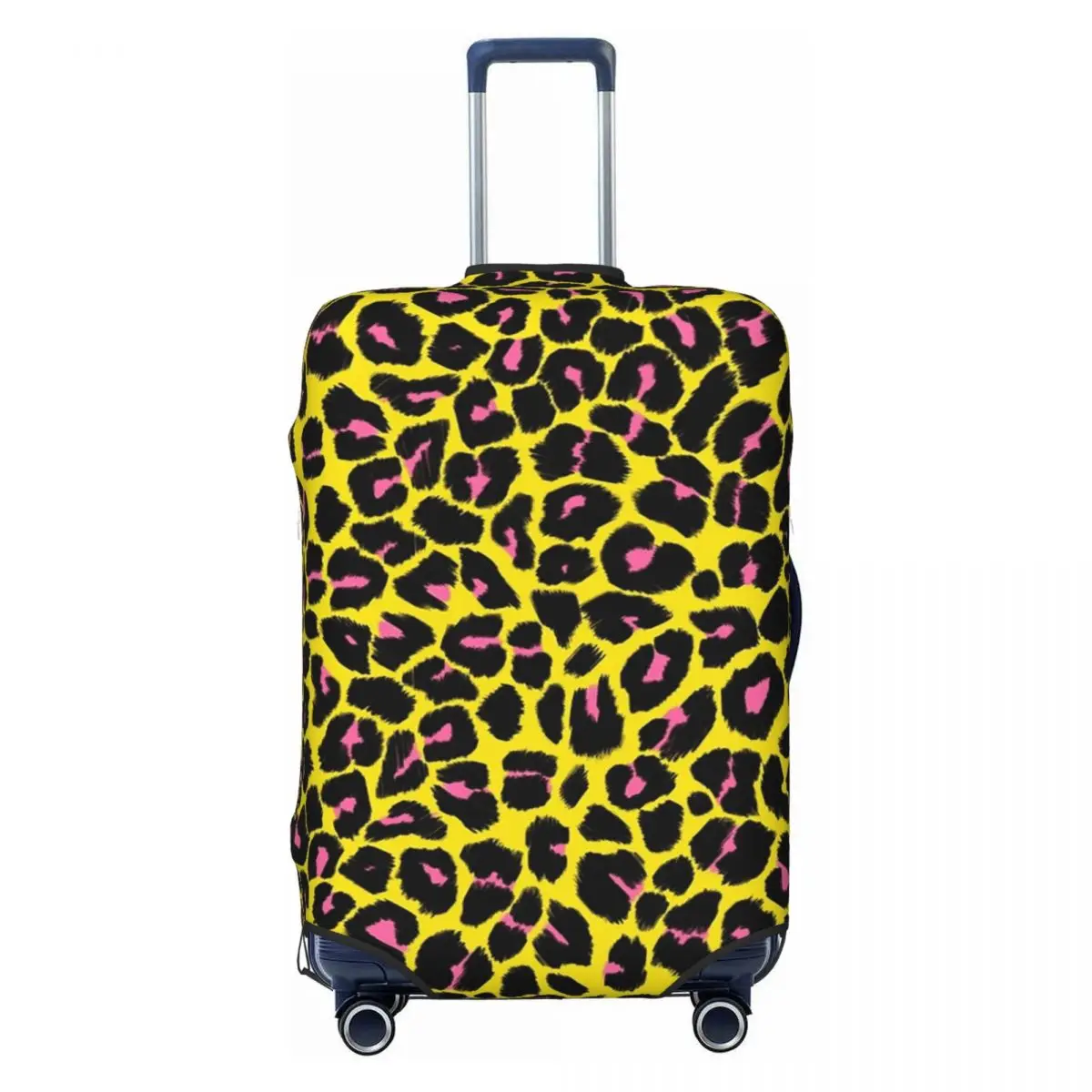 

Custom Leopard Print Pattern In Yellow, Pink And Black Luggage Cover Cute Suitcase Protector Covers Suit For 18-32 inch